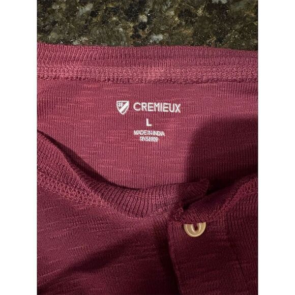 Cremieux Men's Henley Long Sleeve Shirt Maroon Size L Standard, Henley - Picture 5 of 6